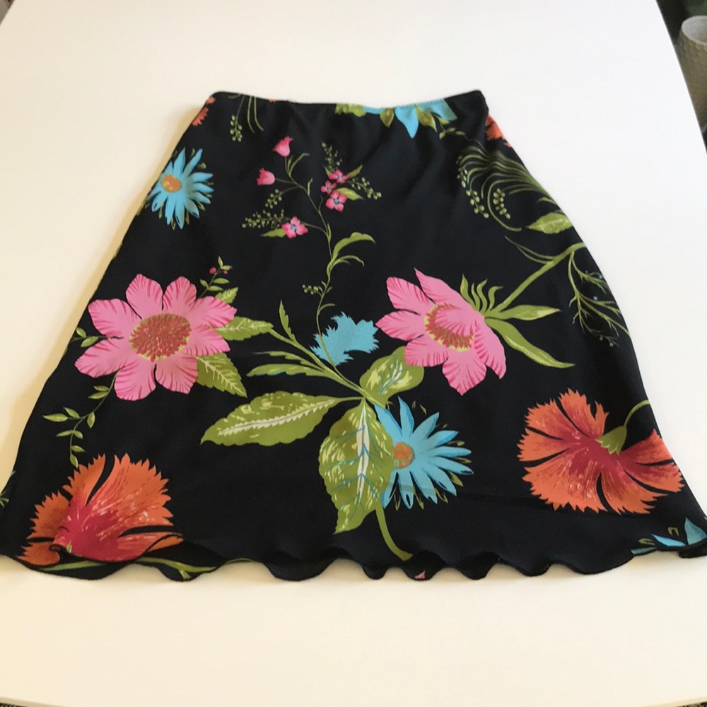 Black and floral midi skirt